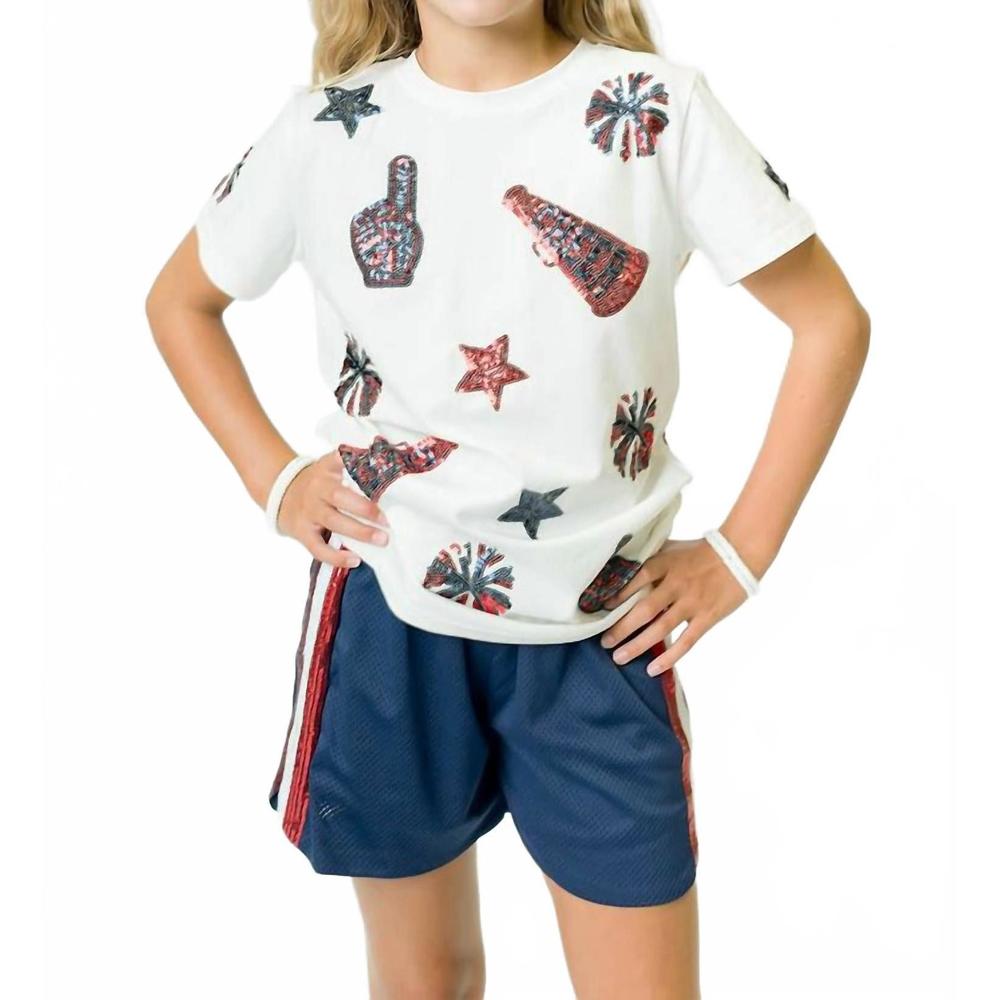NEW BELLE CHER cheer shirt in navy and red